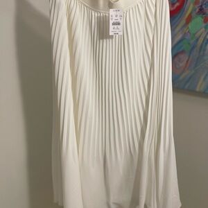 J. Crew Pleated Midi Skirt in Ivory